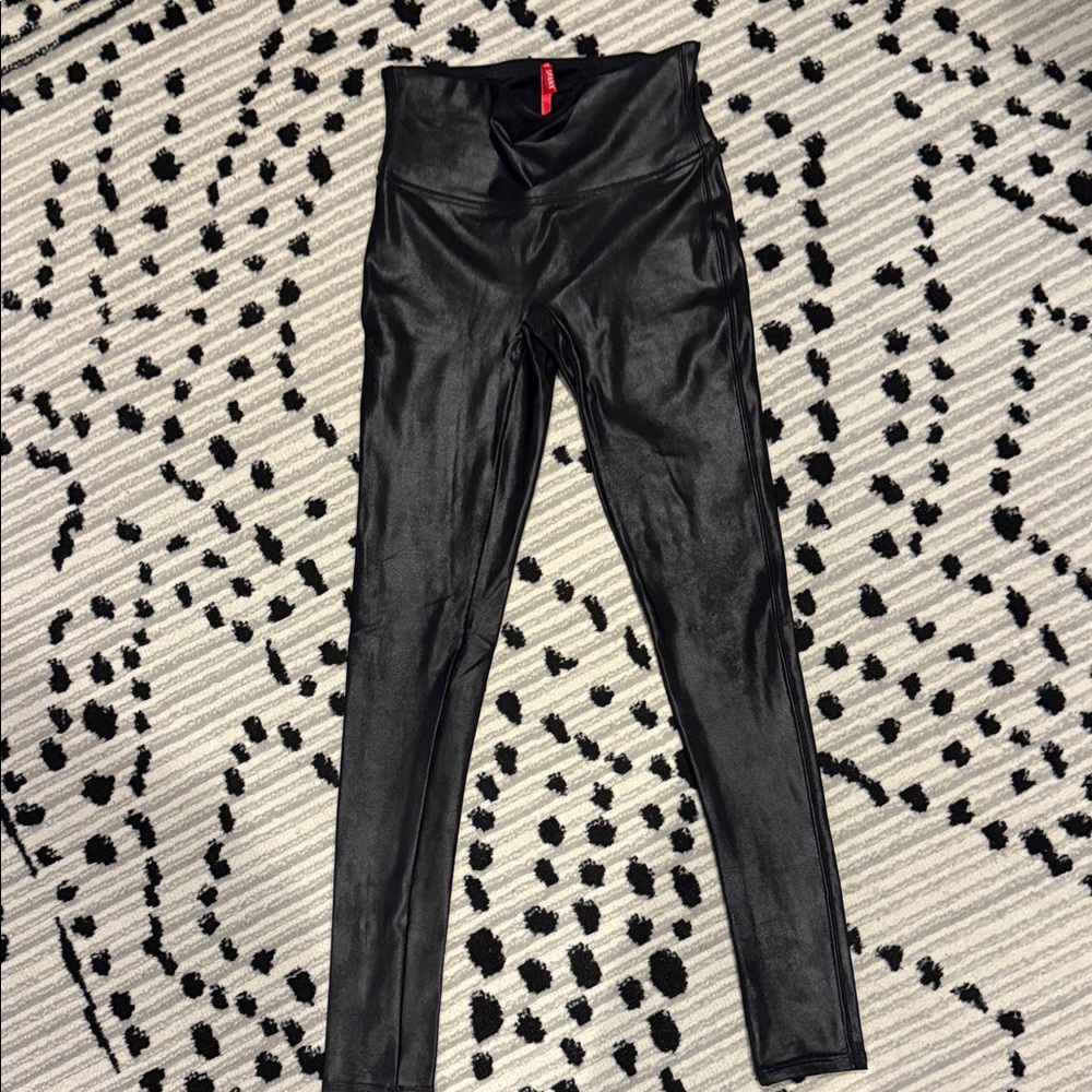 SPANX Black Leather look Leggings